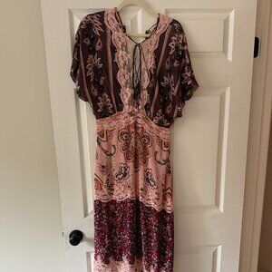 FARM Rio Pink Flutter Sleeve Maxi Sundress